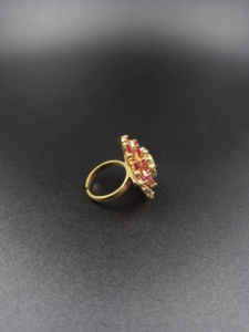Gold Plated <b>Adjustable</b> Flower Cocktail <b>Ring</b> Wholesale | Indian Fashion Jewelry Supplier | Low MOQ | Handcrafted Statement <b>Ring</b> - Product Image 3