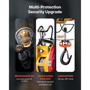 Polipasto Eléctrico 2 en 1 de 1500 W con Capacidad de 660 Libras, Altura de Elevación de 98.4 Pies, Velocidad de 62 Pies/min, Control Remoto Inalámbrico y por Cable - Product Image 3