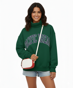 Sudadera de Cuello Alto para Mujer, de Alta Calidad, Gruesa, de Color Sólido, con Forro Polar, Logotipo Personalizado Bordado, Estilo Casual - Product Image 6