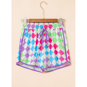 Nouveaux shorts décontractés pour femmes, personnalisables, de haute qualité, à taille haute élastique, à carreaux, pour la course à pied - Product Image 4