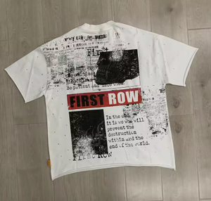 T-shirt vintage pour homme, délavé, avec strass, style streetwear, motif diamant, coupe courte, en coton - Product Image 4