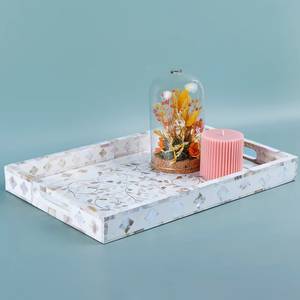 Rectangular Mother of Pearl Serving Tray Nacre Wood <b>Lap</b> Ottoman Tray Coffee <b>Table</b>, Luxury Decorative Handmade Eating Platters - Product Image 1