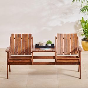 Luxury 2 Seater <b>Bench</b> Chair Wooden Seating with Wooden Frame for Living Room Bedroom Premium Home Furniture - Product Image 1