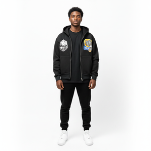 Sweat à capuche zippé surdimensionné personnalisé, effet délavé, streetwear épais, avec patch brodé graphique, en molleton de coton, style Y2K - Product Image 5
