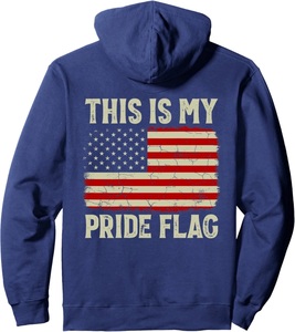 Sudadera con Capucha para Hombre, Bordada con la Bandera de EE. UU. en la Parte Delantera, 100% Algodón, Corte Holgado, Personalizable - Product Image 2