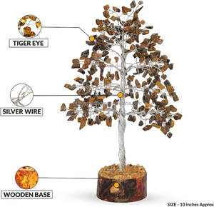 Venta al por mayor de piedras preciosas de ojo de tigre decoración del hogar curación de Reiki natural con base de madera de árbol de Feng Shui estilo amor - Product Image 2