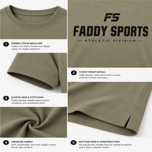 เสื้อยืดคอกลมแขนสั้นผ้าฝ้ายพรีเมียมสำหรับออกกำลังกายและฟิตเนส  รับผลิตเสื้อยืดแบบกำหนดเองสำหรับผู้ชาย  รับผลิตเสื้อยืดแบรนด์ส่วนตัว - Product Image 3