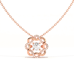 Pendentif Aarinya pour femme en or 9 carats plaqué or, diamant de laboratoire taille brillant, pierre centrale pavée, certifié IGI, classique pour fiançailles - Product Image 3
