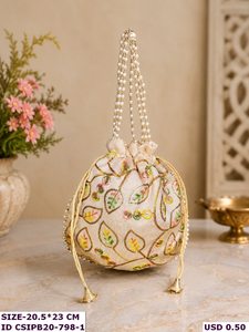 ¡Bolso de noche bordado hecho a mano indio Potli Batua Clutch para bodas y celebraciones especiales! - Product Image 5