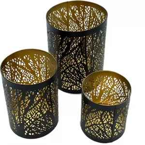 Metal Tea Light Candle <b>Holders</b> for Home Decor Iron <b>Tealight</b> <b>Holder</b> Set (Gold, Green, Pack of 3) - Product Image 1