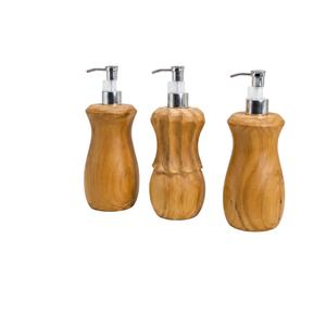 Ensemble d'accessoires de salle de bain ARTERRA Premium, moderne, écologique, en teck massif, imperméable et durable, avec distributeur de savon, pompe à lotion et brosse de toilette - Product Image 1