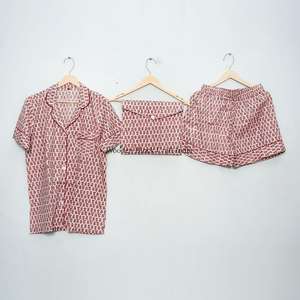 Conjunto de Pijama Corto de Verano para Mujer, Estampado a Mano, Algodón, Ropa de Dormir Suave con Característica Térmica, Hecho a Mano para Mujeres - Product Image 4