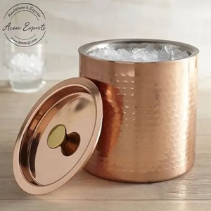 Premium Copper Finish Hammered Metal Ice Bucket with Lid Durable Barware Perfect for Wine Champagne and Party Serving - Product Image 1
