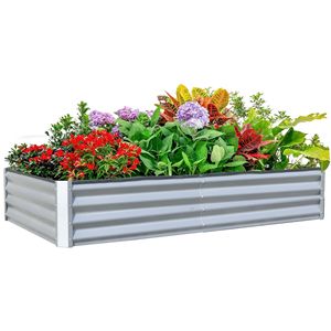 Fioriera Grande in Metallo Zincato 8x4x1 piedi, Vaso Rialzato per Giardino Esterno, Fioriere e Vasi per Ortaggi e Frutta - Product Image 1