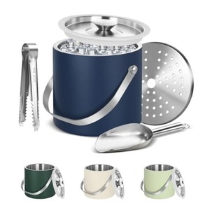 Premium Gold Round Metal Ice Bucket With Tongs Rust Resistant Minimalist Design For Party Beverage Cooling - Product Image 2