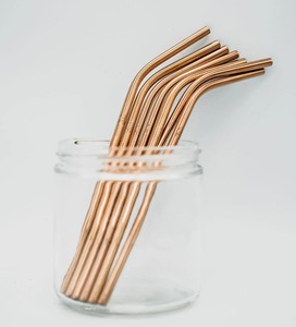 Pailles à boire réutilisables en acier inoxydable modernes, ensemble de pailles métalliques écologiques pour bar - Product Image 4