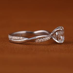 Bague en or blanc 14 carats de style classique avec diamant de laboratoire CVD HPHT, bijoux de fête pour femmes, pour mariage et fiançailles - Product Image 6