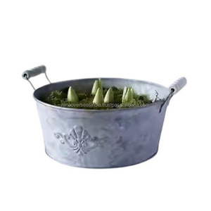 Maceta de metal de hierro de alta calidad, maceta galvanizada duradera, Ideal para decoración de hogar y jardín, disponible en varios diseños y tamaños - Product Image 1