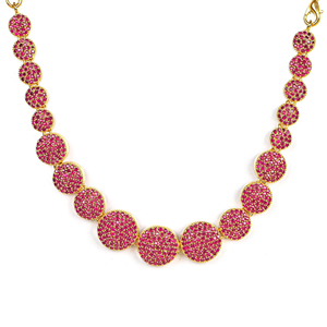 New Arrival Handcrafted <b>Ruby</b> Gold Plated Choker <b>Necklace</b> Statement Bridal imitation Jewelry For Wedding - Product Image 2