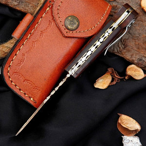 Limited Edition Handcrafted Copper Brass Pocket Knife w/Rosewood Steel Bolster Handle Outdoor Camping Hunting Folding Knife - Product Image 5