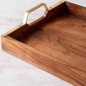 ถาดเสิร์ฟไม้คุณภาพสูง ดีไซน์หรูหรา ทันสมัย พร้อมหูจับโลหะ เป็นมิตรกับสิ่งแวดล้อม เหมาะสำหรับตกแต่งบ้านและห้องครัวสำหรับงานปาร์ตี้ - Product Image 4