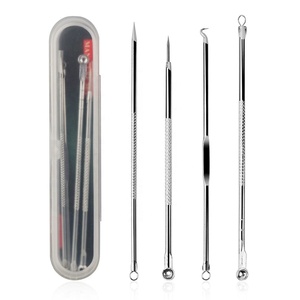 OEM Customized 4 Pcs Stainless Steel Acne Removal <b>Tool</b> Set Blackhead Comedone Extractor Kit with Case Wholesale Supply - Product Image 1