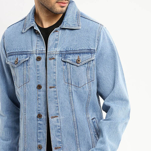 Wholesale 2026 New Fashion Coated Plain Washed Cotton Casual Black Men's <b>Denim</b> Jeans <b>Jacket</b> Front <b>Custom</b> <b>Denim</b> <b>Jackets</b> for - Product Image 4