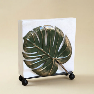 Porte-serviettes décoratif en métal en forme de branche de feuille botanique, distributeur de serviettes en papier - Product Image 3