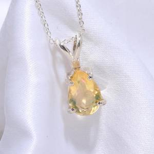 Pendentif en opale d'Éthiopie naturelle en forme de poire, chaîne en argent sterling 925, bijoux faits à la main avec pierres précieuses arc-en-ciel, cadeau pour femmes et enfants, certifié IGI - Product Image 4