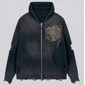 Sudaderas con Capucha para Hombre, Diseño Vintage Desgastado con Efecto de Decoloración Solar, Personalizadas con Logotipo, Forro Polar de Poliéster/Algodón de Alta Calidad, Secado Rápido - Product Image 1