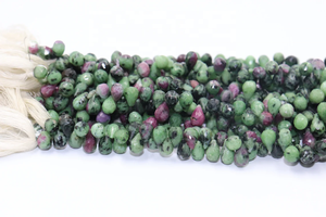 Ruby Zoisite facettes 5*8mm perles en forme de goutte 8 pouces côté coupe perles de pierre naturelle pour la fabrication de bijoux en gros - Product Image 5