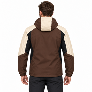 <b>Mens</b> Outdoor Winter Softshell <b>Jacket</b> Hooded High Collar Full Zip Elastic Cuffs Zipped Pockets Custom Company Text Hiking Camping - Product Image 6