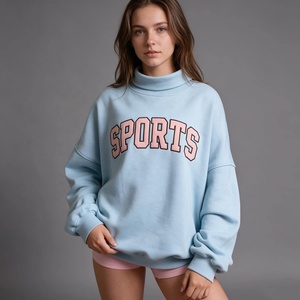 Sudaderas de Mujer Personalizadas de Alta Calidad, Estilo Casual Otoñal, con Letras Bordadas, Cuello Alto Simulado, de Felpa Suave de Algodón - Product Image 2