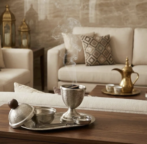 Contemporary <b>Bakhoor</b> Burner Set with Bowl and Tray Modern Mabkhara Incense Holder Luxury <b>Oud</b> Fragrance Burner Bulk Supplier - Product Image 6