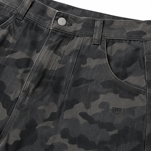 Men's Camouflage Cargo Bermuda Shorts High Waist Button Fly Canvas Casual Style - Product Image 6