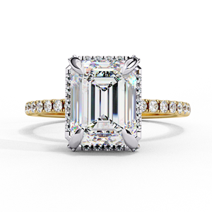 Anillo de Compromiso y Boda de Lujo de Oro de 14K con Diamante Cultivado en Laboratorio de Corte Esmeralda de 2.5 Quilates Certificado por IGI de Aries Jewel con Banda a Juego - Product Image 1