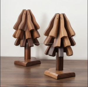 Vente en gros Vaisselle en bois naturel écologique Tasse à thé pliante Sous-verre Ensemble de coussins isolants en forme d'arbre Blocs à découper personnalisés - Product Image 1