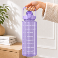 Bouteille d'eau de 2000 ml avec marqueur de temps et paille, rappel d'hydratation motivant, anti-fuite, sans BPA, écologique, design classique pour le camping