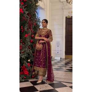 Top-Plazzo y Dupatta Set con bordado pesado Trabajo XL Tamaño Party Wear Look - Product Image 2