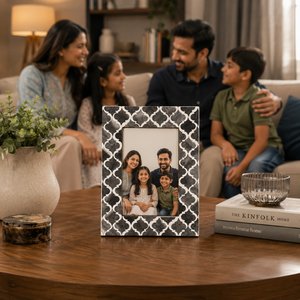 Premium Handmade <b>Black</b> & White Bone Inlay Picture <b>Frame</b> Moroccan | Geometric Wooden <b>Photo</b> <b>Frame</b> for Family Portraits Tabletop - Product Image 2
