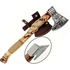 Cuchillo de Pizza Industrial Personalizado con Cabeza de Hacha, Hoja de Acero Inoxidable 2 2/5, Mango de Madera de Palisandro, Funda de Cuero Hecha a Mano, para Camping/Caza - Product Image 3