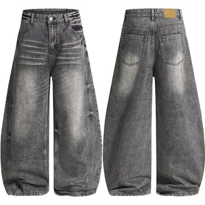 Pantalones de Mezclilla Negros para Hombre, Estilo Vintage, Holgados, Rectos, Tejido Sólido, Casuales, de Moda Urbana para Invierno - Product Image 6