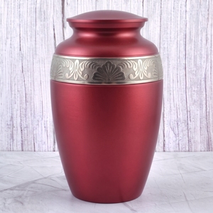 Urne funéraire pour adultes en laiton violet avec surface brillante et motif floral pour le stockage des cendres humaines, urne commémorative pour enterrement - Product Image 3