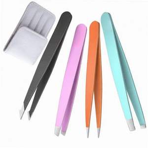 Ensemble de pinces à épiler de luxe avec étui, kit d'épilation multi-pièces en acier inoxydable, outils de toilettage de précision, pinces à épiler - Product Image 5