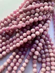 Cuentas de Piedra Kunzita Natural, Redondas, Hermosas, Color Rosa Púrpura, Gema de Alta Calidad, Hilo Completo de 15.5 Pulgadas para Joyería - Product Image 5
