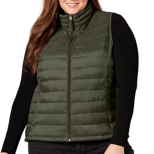 Puffy Vest Women Zip-Up Sleeveless Waterproof Canvas Solid Lightweight Padded <b>Cropped</b> <b>Puffer</b> Quilted Winter Warm Coat <b>Jacket</b> - Product Image 3