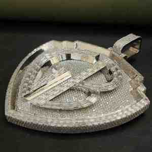 Pendentif entièrement serti de diamants de laboratoire personnalisés GB 63 CT, bijoux hip-hop en laiton plaqué argent sterling - Product Image 5