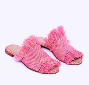 Handmade Raffia Sandals: Bohemian Leather Sole <b>Slides</b> - Product Image 1