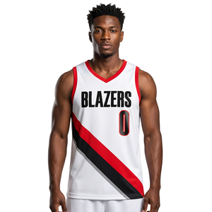 Maillot de basketball pour homme Blanc Rouge Noir 0 Sublimé Col en V Sans manches Maille Coupe athlétique Toutes saisons - Product Image 1
