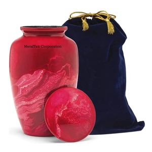 American Style Classic Marble Red Customized Colours Memorial Funeral <b>Urn</b> <b>Jars</b> Male Female Pet Ashes Keepsake Cremation <b>Urns</b> - Product Image 2